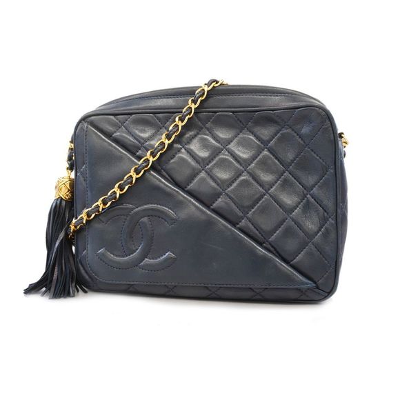 Chanel Matelasse Chain Shoulder Lambskin Navy Gold Metal Fittings - Picture 1 of 11